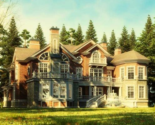 Cottage village 3d rendering