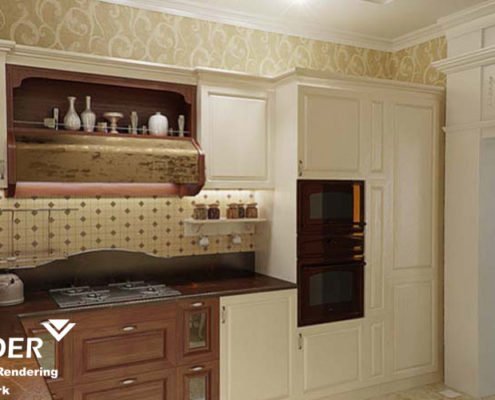 3D visualization of cabinet furniture in the interiors