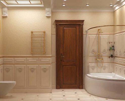 3D visualization of interiors of different bathrooms