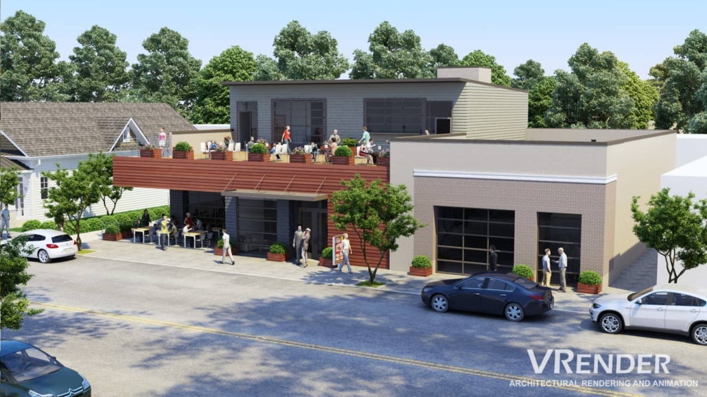 exterior and interior spaces 3d rendering